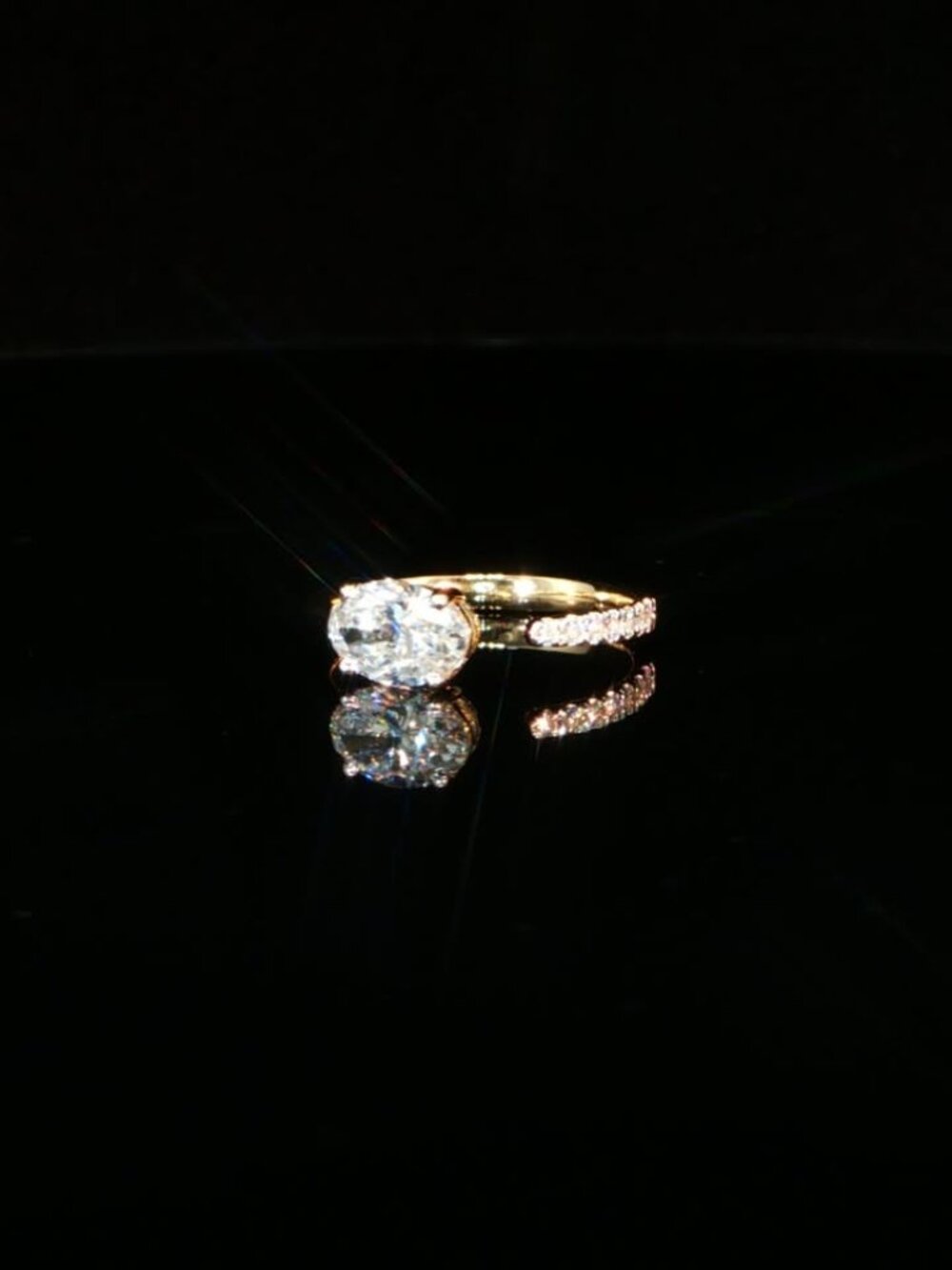 1.17 CTW Oval Lab Grown Diamond Solitaire Ring in 14K Yellow Gold